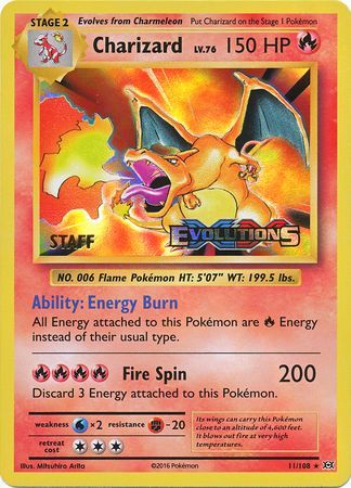 Charizard (11/108) (XY Evolutions Staff Prerelease) [XY: Black Star Promos] | Jack's On Queen