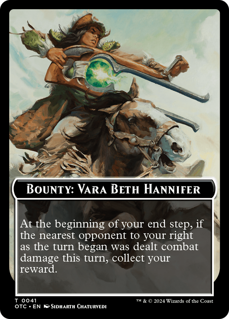 Bounty: Vara Beth Hannifer // Bounty Rules Double-Sided Token [Outlaws of Thunder Junction Commander Tokens] | Jack's On Queen