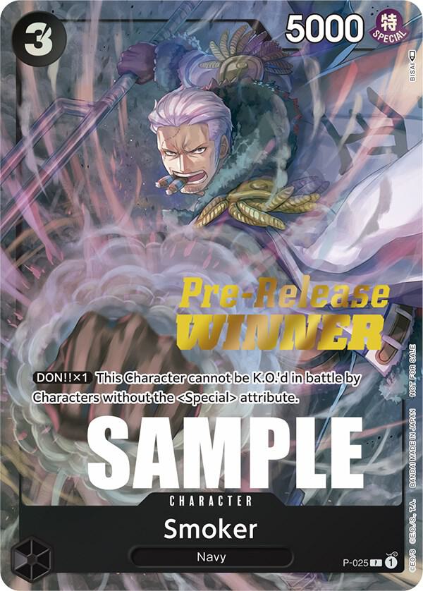 Smoker (Pre-Release) [Winner] (P-025) [One Piece Promotion Cards] | Jack's On Queen