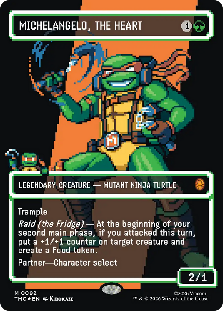 Michelangelo, the Heart (0092) (Borderless) (Surge Foil) [Teenage Mutant Ninja Turtles Commander] | Jack's On Queen
