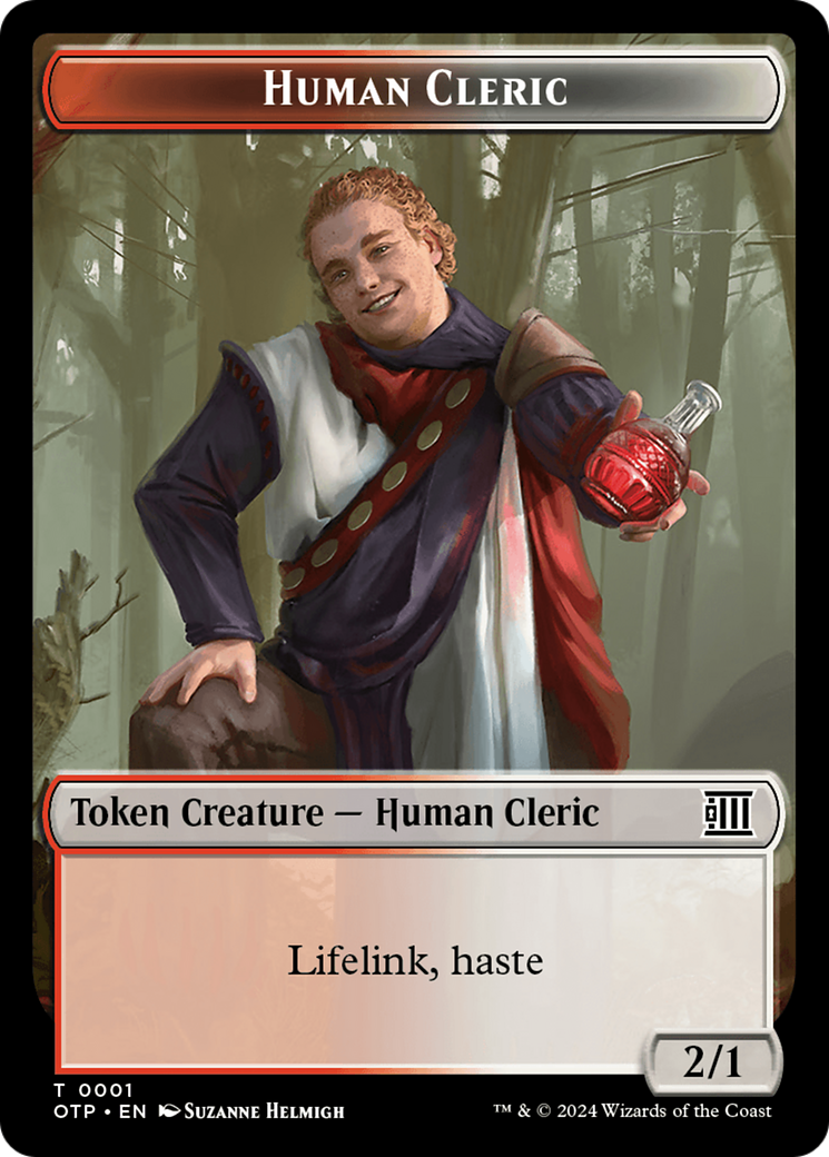 Human Cleric // Plot Double-Sided Token [Outlaws of Thunder Junction: Breaking News Tokens] | Jack's On Queen