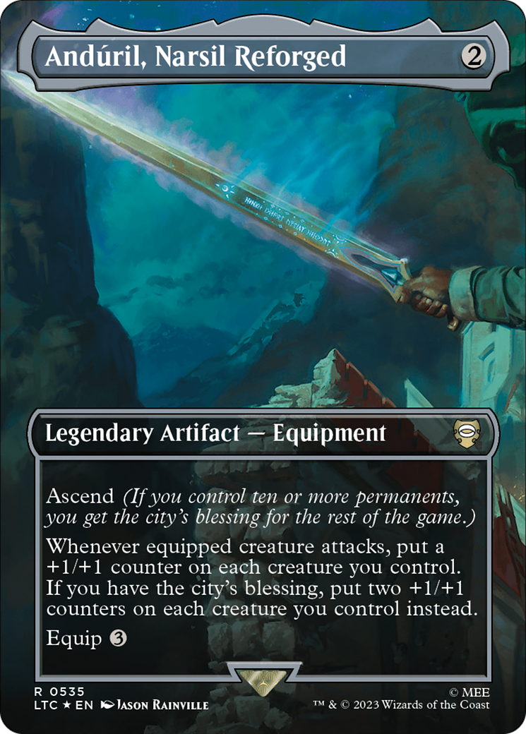 Anduril, Narsil Reforged (Borderless) (Surge Foil) [The Lord of the Rings: Tales of Middle-Earth Commander] | Jack's On Queen