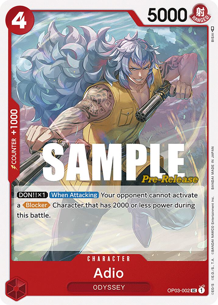 Adio (OP03-002) [Pillars of Strength Pre-Release Cards] | Jack's On Queen
