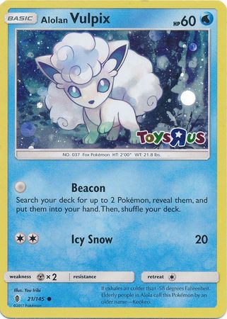 Alolan Vulpix (21/145) (Toys R Us Promo) [Sun & Moon: Guardians Rising] | Jack's On Queen