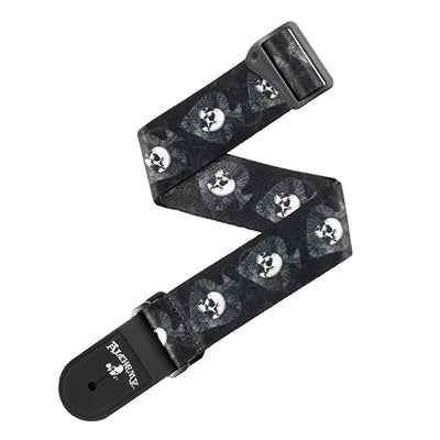 D'Addario Alchemy Guitar Strap, Skulls in Spades | Jack's On Queen