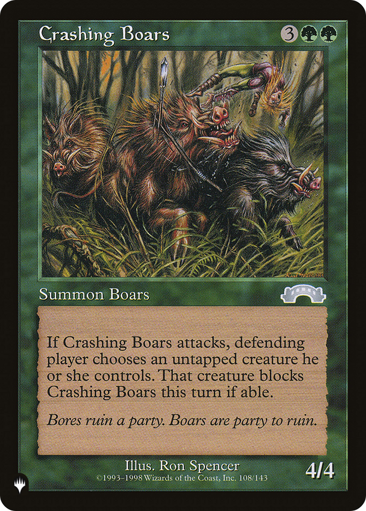 Crashing Boars [The List Reprints] | Jack's On Queen