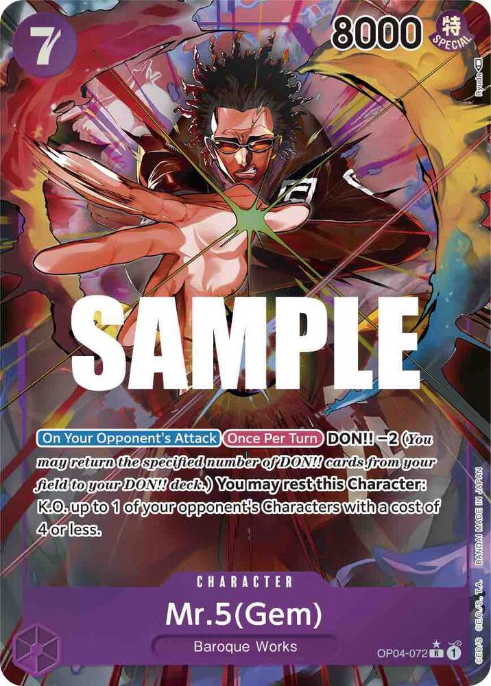 Mr.5 (Gem) (Alternate Art) (OP04-072) [Kingdoms of Intrigue] | Jack's On Queen