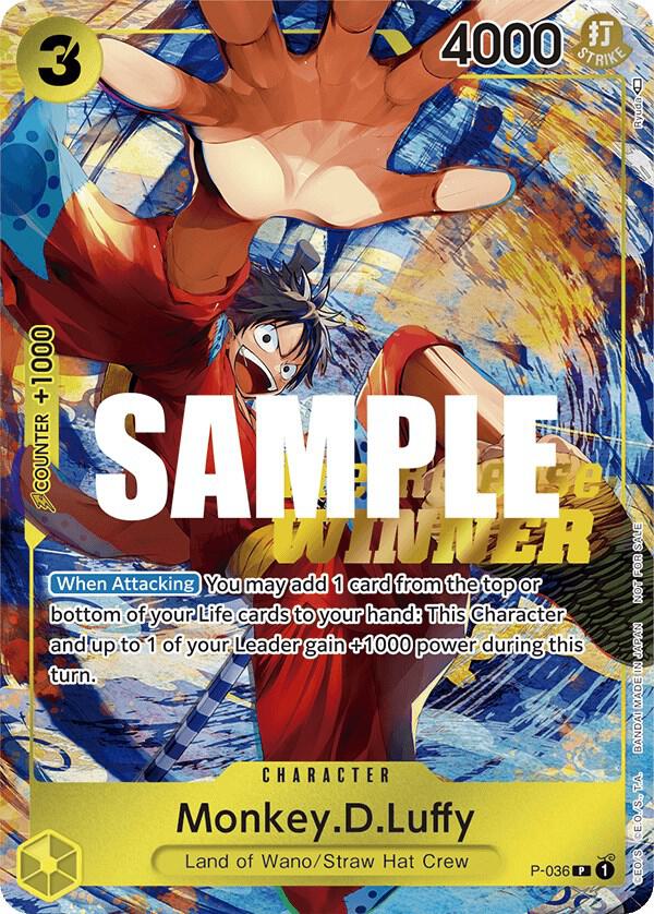 Monkey.D.Luffy (Pre-Release Tournament) (Winner) (P-036) [One Piece Promotion Cards] | Jack's On Queen