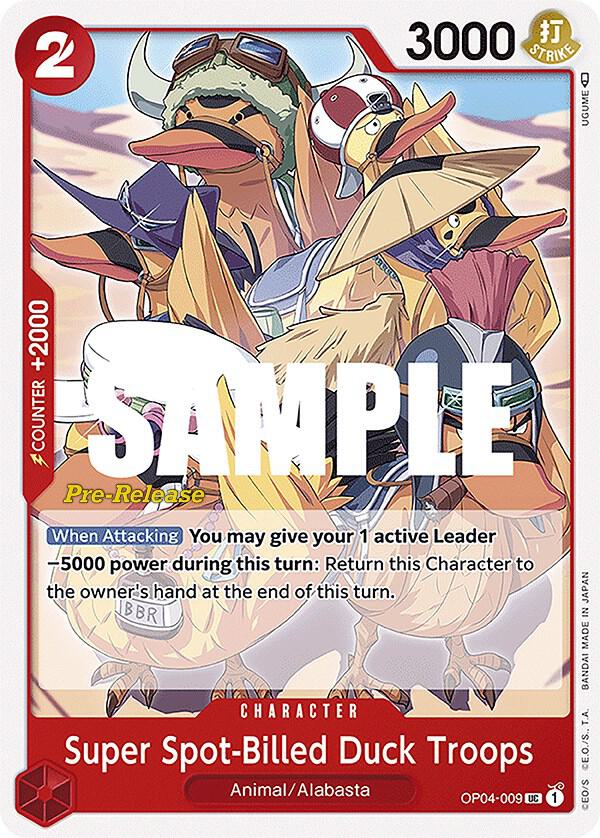 Super Spot-Billed Duck Troops (OP04-009) [Kingdoms of Intrigue Pre-Release Cards] | Jack's On Queen