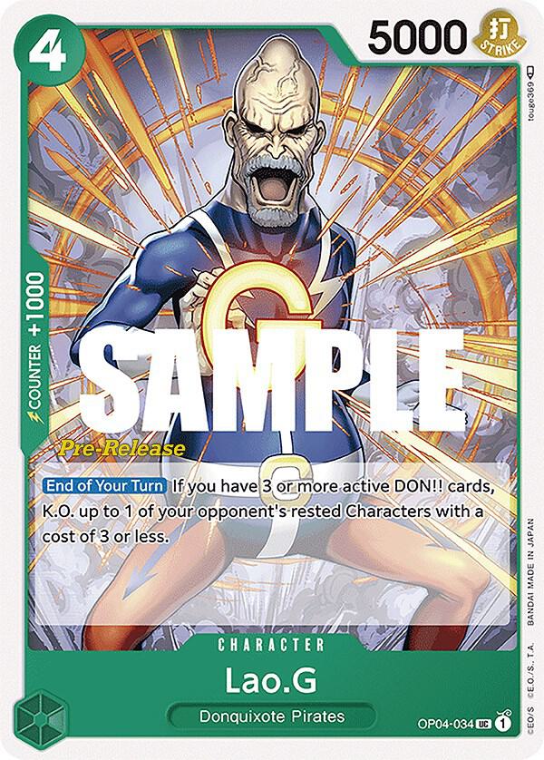 Lao.G (OP04-034) [Kingdoms of Intrigue Pre-Release Cards] | Jack's On Queen