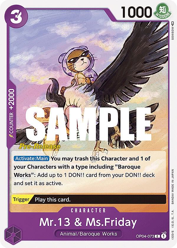 Mr.13 & Ms.Friday (OP04-073) [Kingdoms of Intrigue Pre-Release Cards] | Jack's On Queen