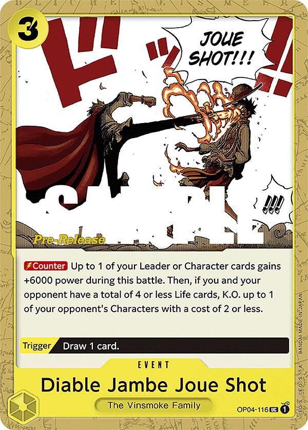 Diable Jambe Joue Shot (OP04-116) [Kingdoms of Intrigue Pre-Release Cards] | Jack's On Queen