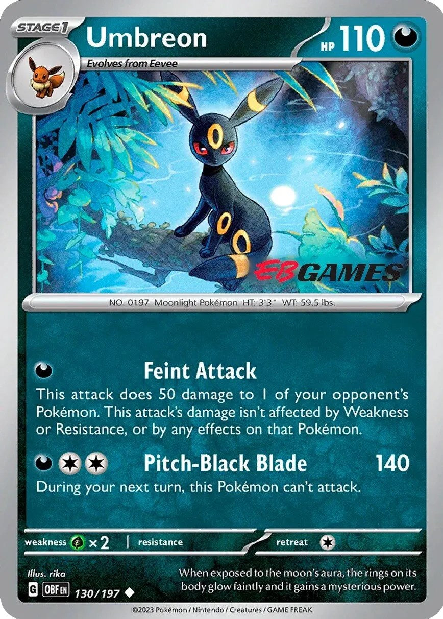 Umbreon (130/197) (EBGames Exclusive) [Scarlet & Violet: Obsidian Flames] | Jack's On Queen