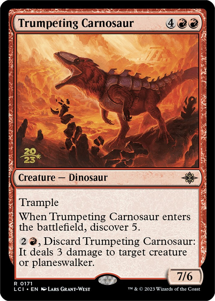 Trumpeting Carnosaur [The Lost Caverns of Ixalan Prerelease Cards] | Jack's On Queen