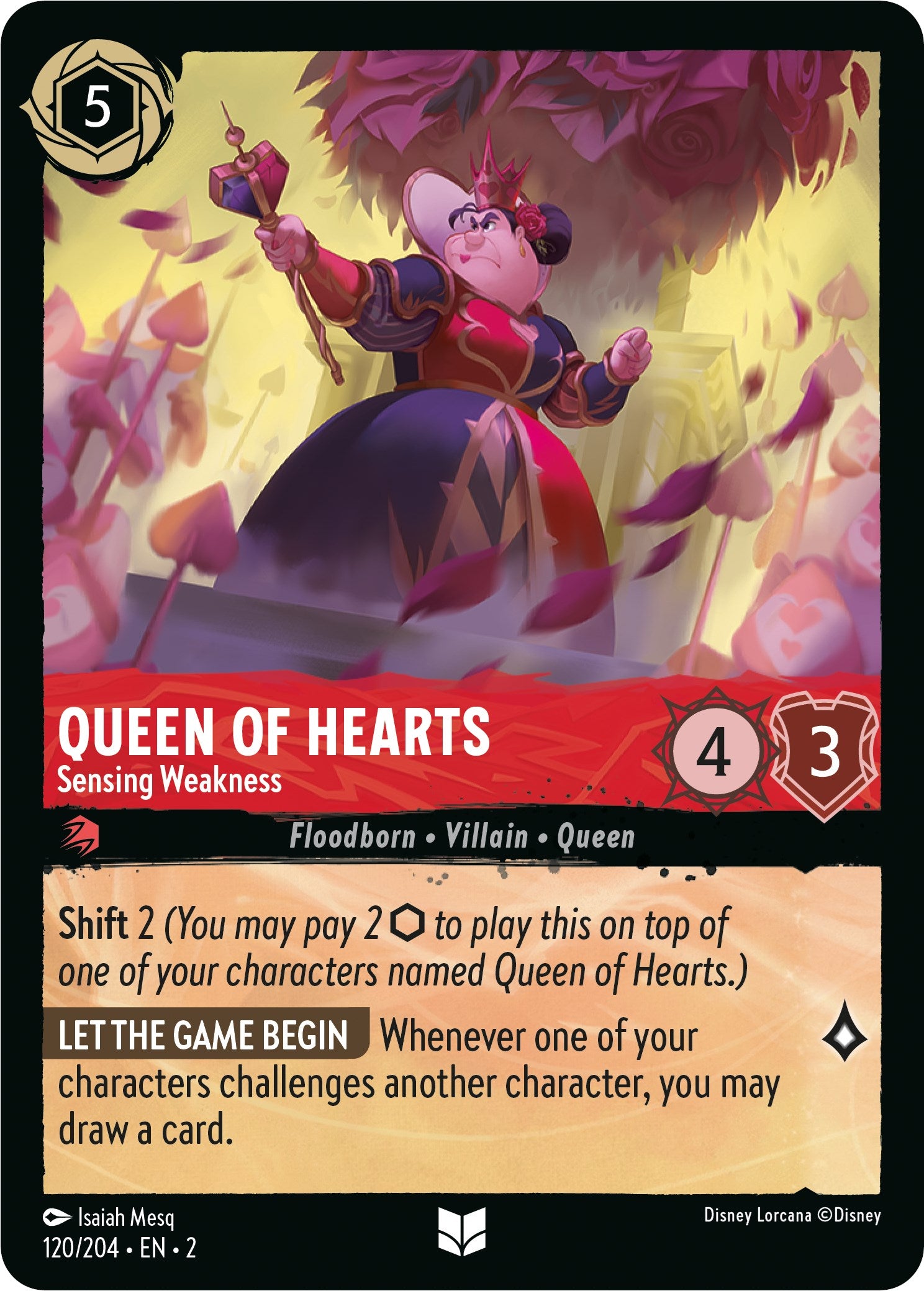 Queen of Hearts - Sensing Weakness (120/204) [Rise of the Floodborn] | Jack's On Queen