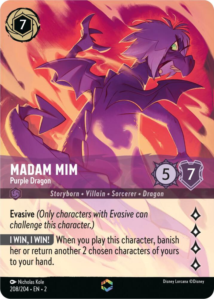 Madam Mim - Purple Dragon (Enchanted) (208/204) [Rise of the Floodborn] | Jack's On Queen