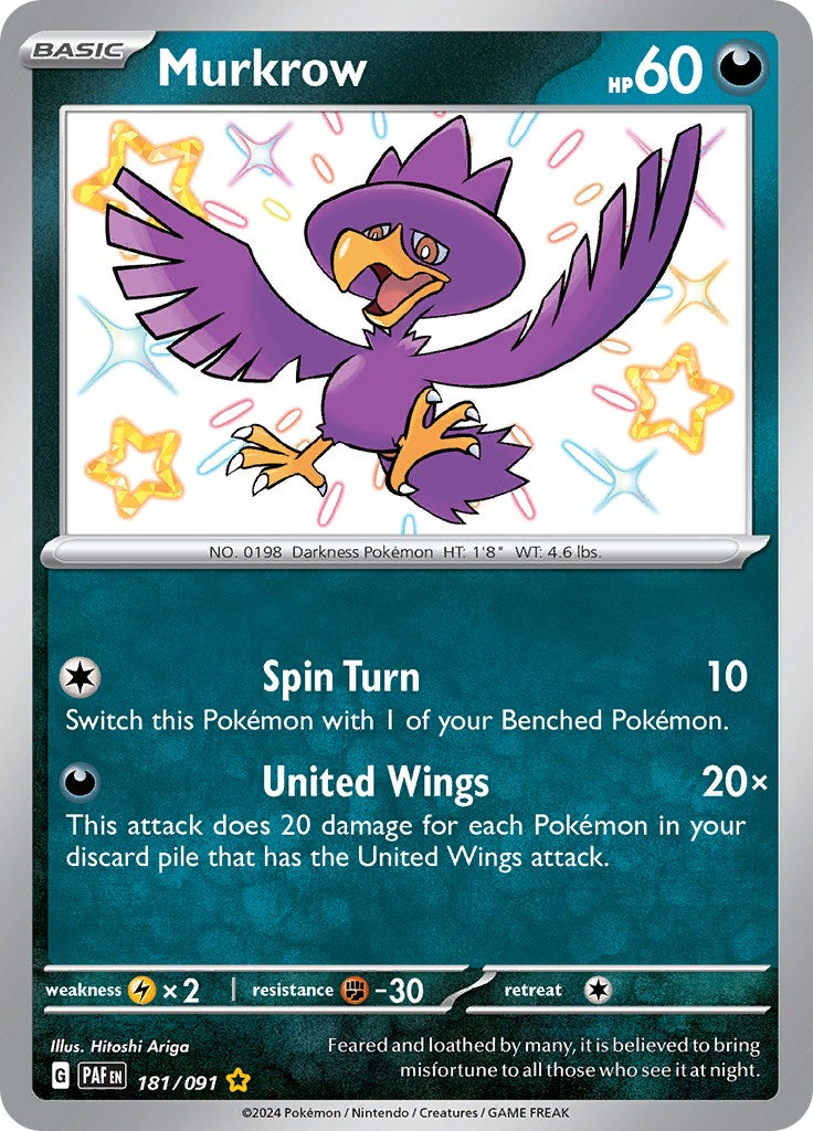 Murkrow (181/091) [Scarlet & Violet: Paldean Fates] | Jack's On Queen