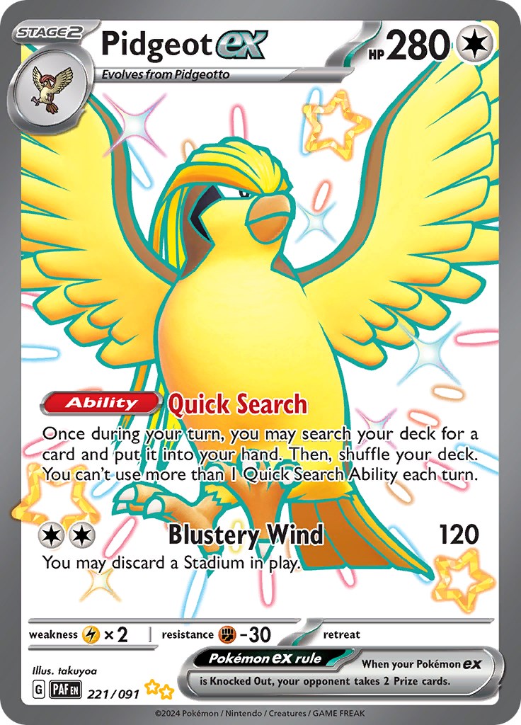 Pidgeot ex (221/091) [Scarlet & Violet: Paldean Fates] | Jack's On Queen