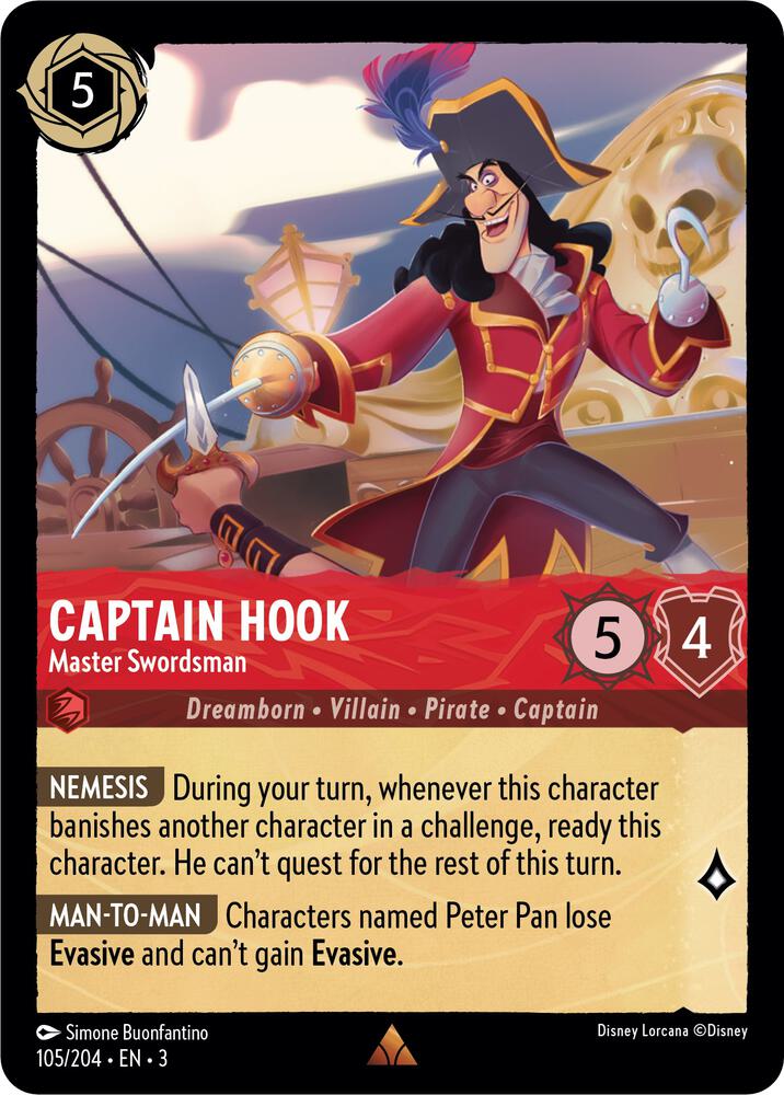 Captain Hook - Master Swordsman (105/204) [Into the Inklands] | Jack's On Queen