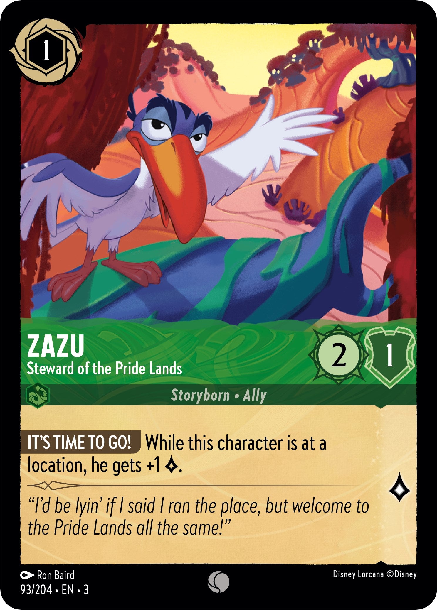 Zazu - Steward of the Pride Lands (93//204) [Into the Inklands] | Jack's On Queen