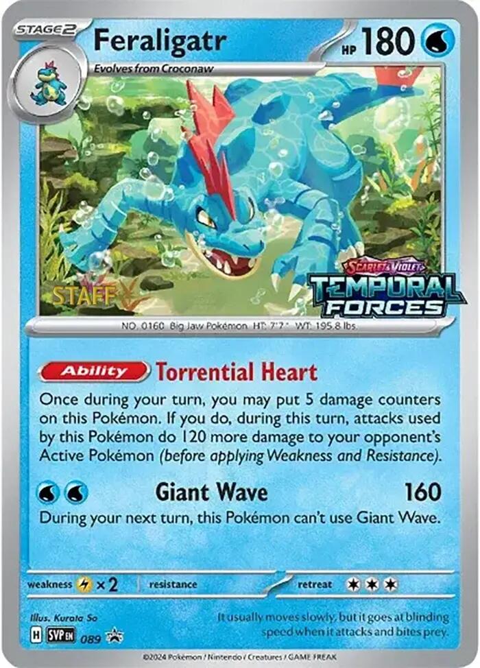 Feraligatr (089) (Staff Prerelease Promo) [Scarlet & Violet: Black Star Promos] | Jack's On Queen