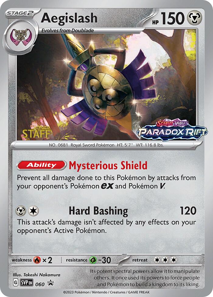 Aegislash (060) (Staff Prerelease Promo) [Scarlet & Violet: Black Star Promos] | Jack's On Queen