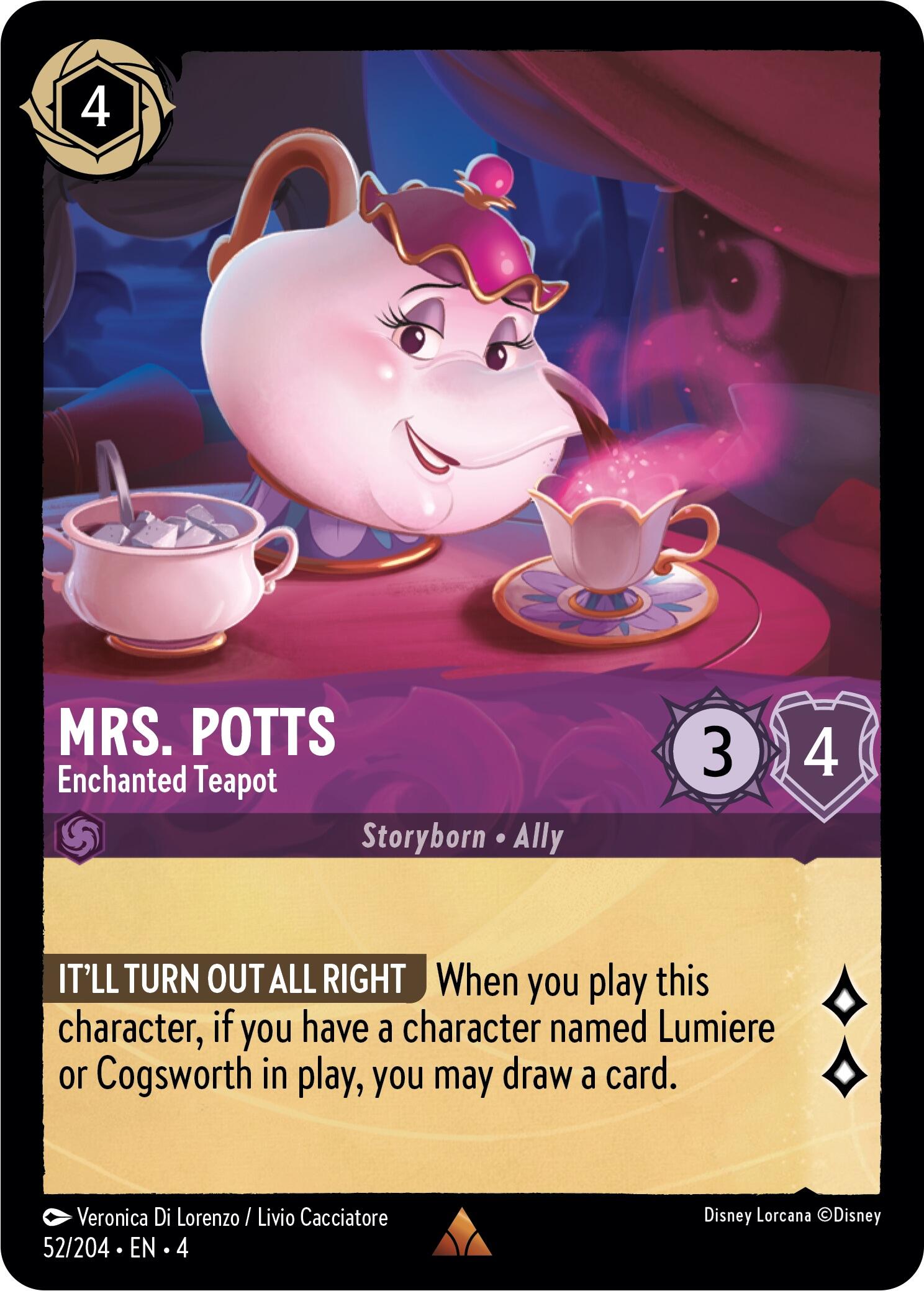 Mrs. Potts - Enchanted Teapot (52/204) [Ursula's Return] | Jack's On Queen