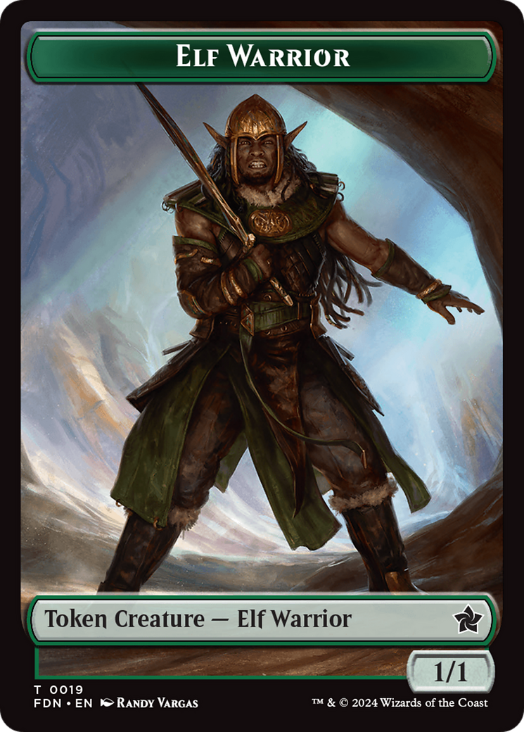 Emblem - Vivien Reid // Elf Warrior Double-Sided Token [Foundations Tokens] | Jack's On Queen