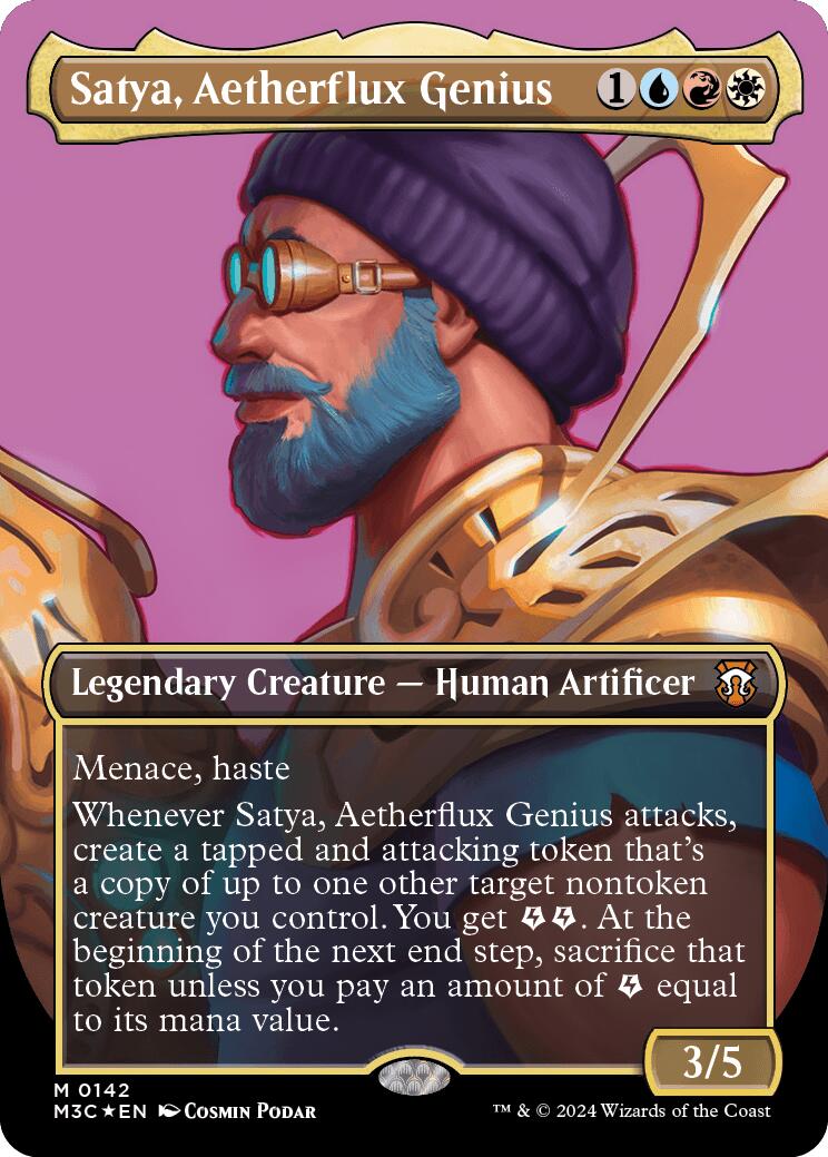 Satya, Aetherflux Genius (Borderless) (Ripple Foil) [Modern Horizons 3 Commander] | Jack's On Queen