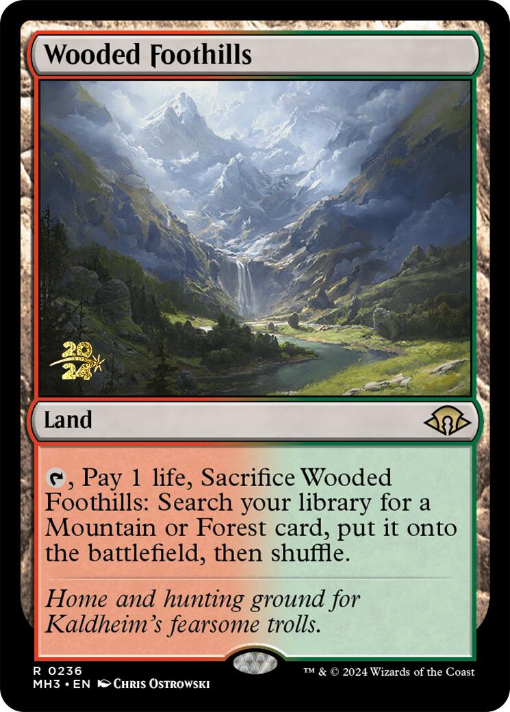 Wooded Foothills [Modern Horizons 3 Prerelease Promos] | Jack's On Queen