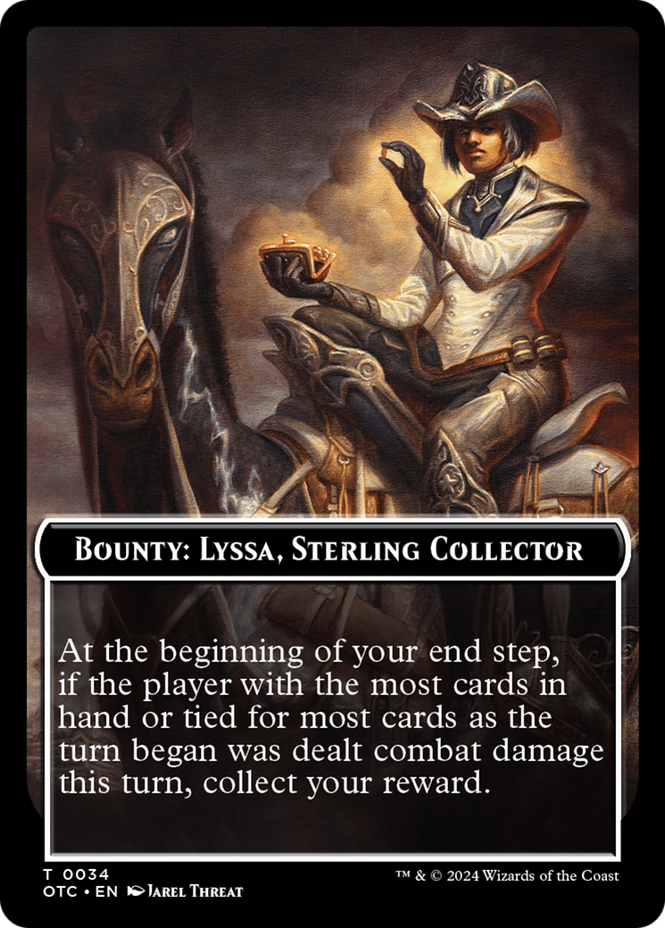 Bounty: Lyssa, Sterling Collector // Bounty Rules Double-Sided Token [Outlaws of Thunder Junction Commander Tokens] | Jack's On Queen
