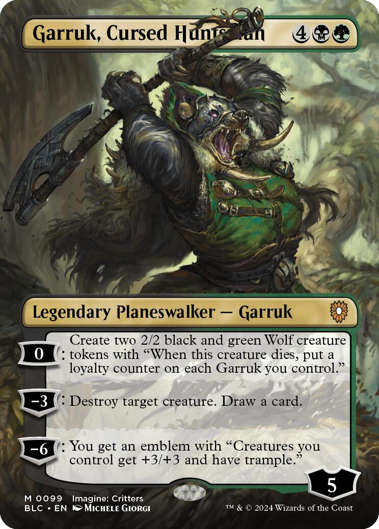 Garruk, Cursed Huntsman (Borderless) [Bloomburrow Commander] | Jack's On Queen