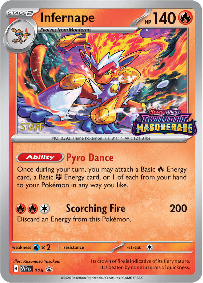 Infernape (116) (Staff) [Scarlet & Violet: Black Star Promos] | Jack's On Queen