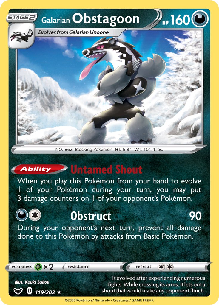 Galarian Obstagoon (119/202) (Theme Deck Exclusive) [Sword & Shield: Base Set] | Jack's On Queen