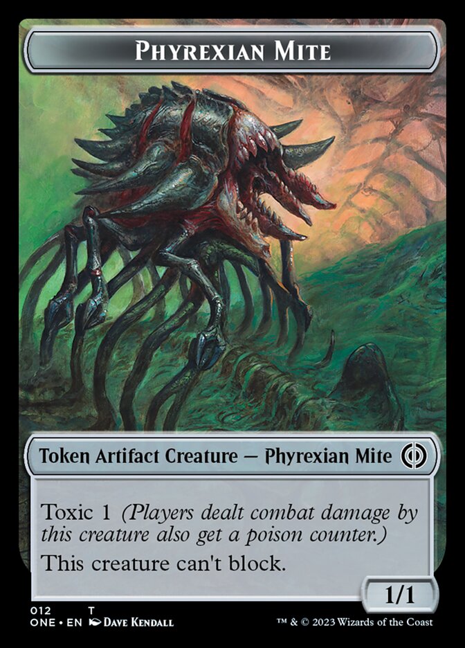 Rebel // Phyrexian Mite (012) Double-Sided Token [Phyrexia: All Will Be One Tokens] | Jack's On Queen