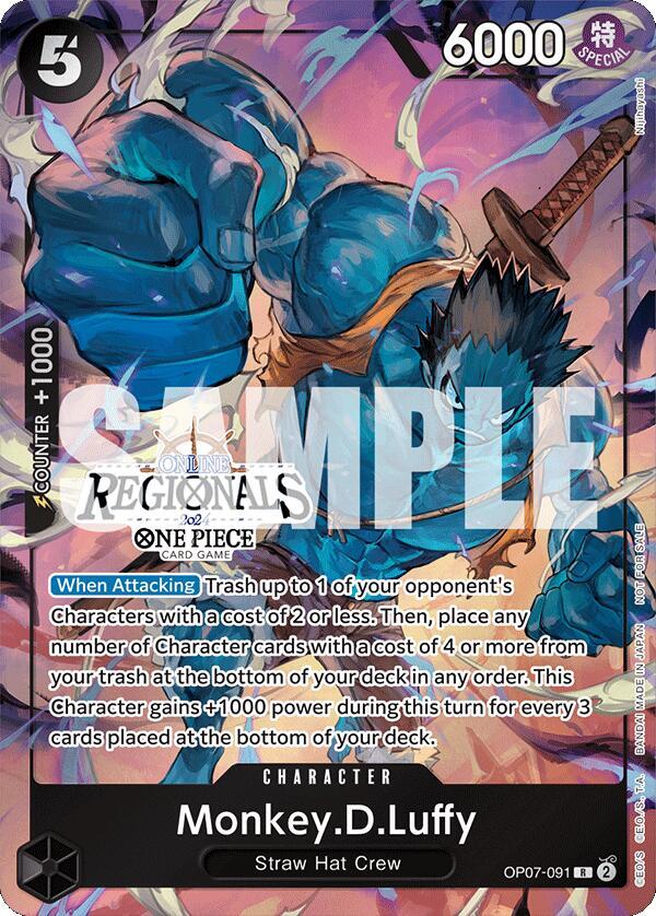 Monkey.D.Luffy (091) (Online Regional 2024 Vol. 3) (OP07-091) [One Piece Promotion Cards] | Jack's On Queen