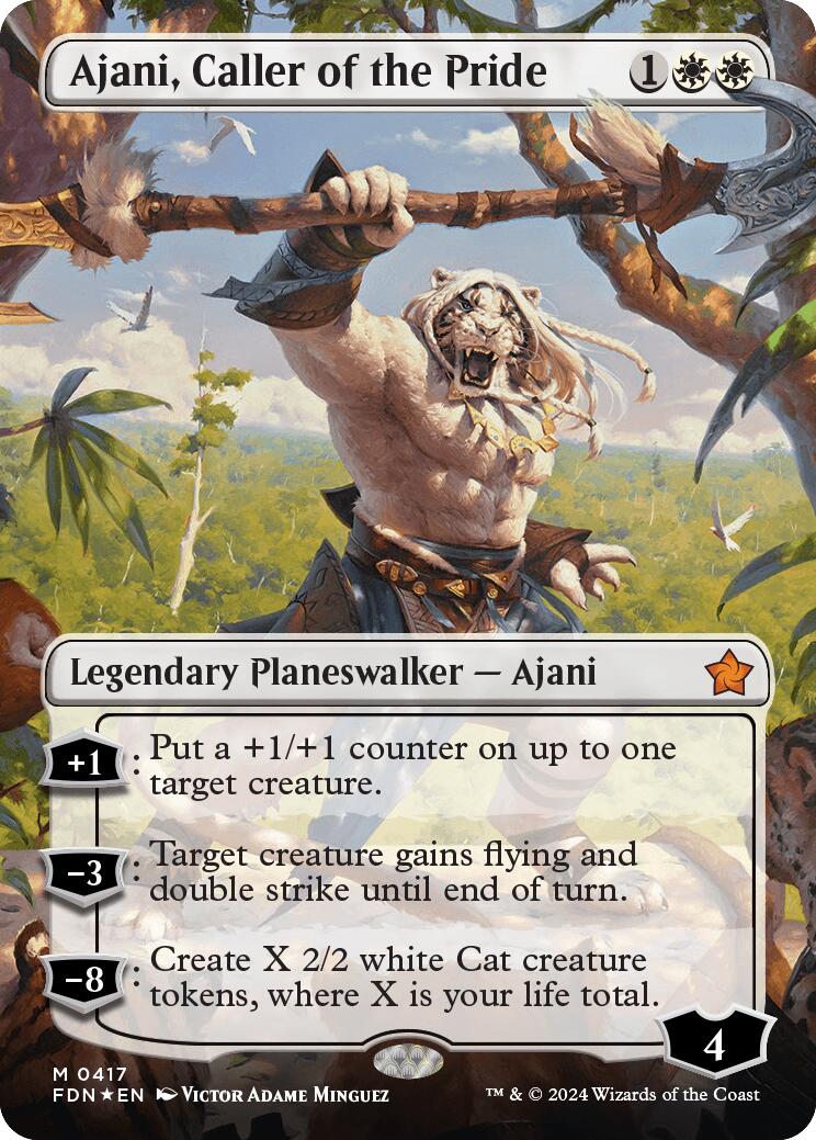 Ajani, Caller of the Pride (Borderless) (Mana Foil) [Foundations] | Jack's On Queen