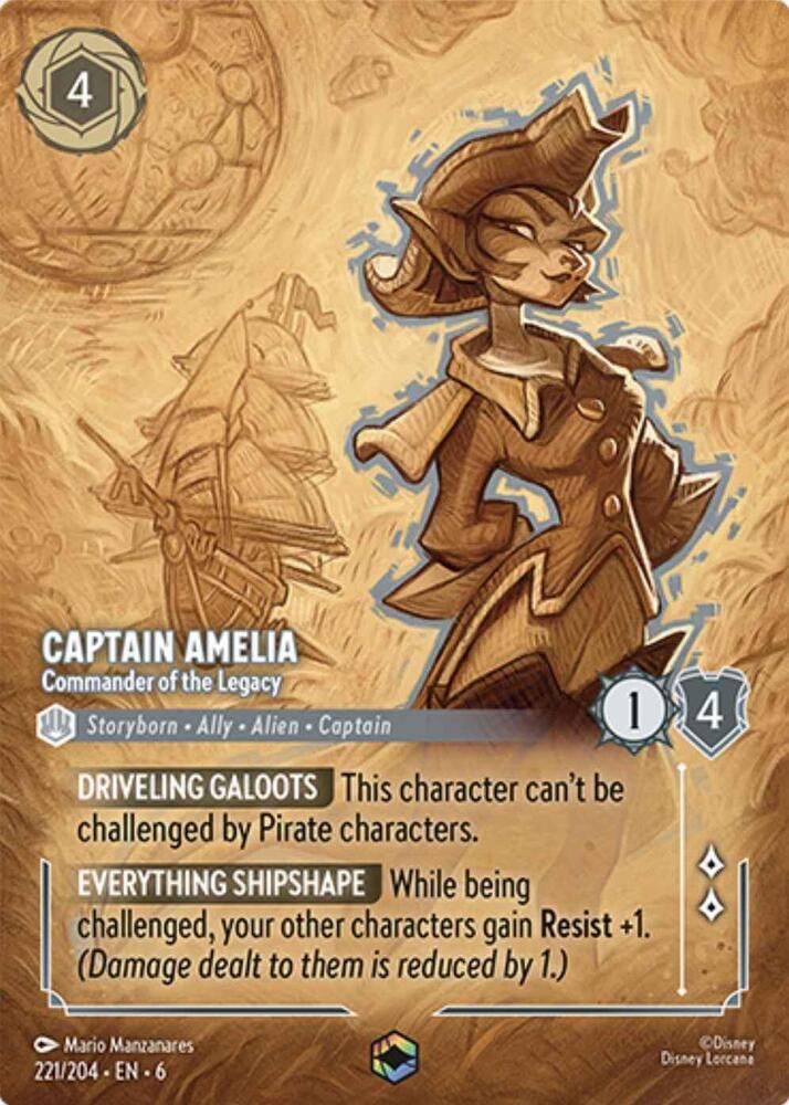 Captain Amelia - Commander of the Legacy (Enchanted) (221/204) [Azurite Sea] | Jack's On Queen