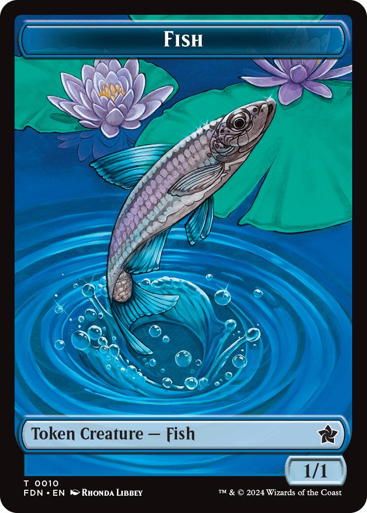 Faerie // Fish Doubled-Sided Token [Foundations Tokens] | Jack's On Queen