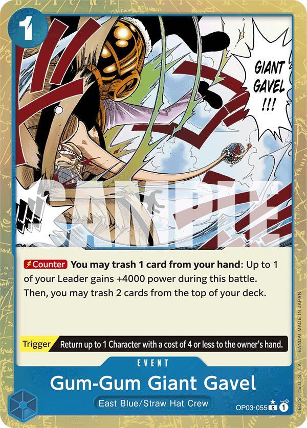 Gum-Gum Giant Gavel (Textured Foil) (OP03-055) [Premium Booster -The Best-] | Jack's On Queen