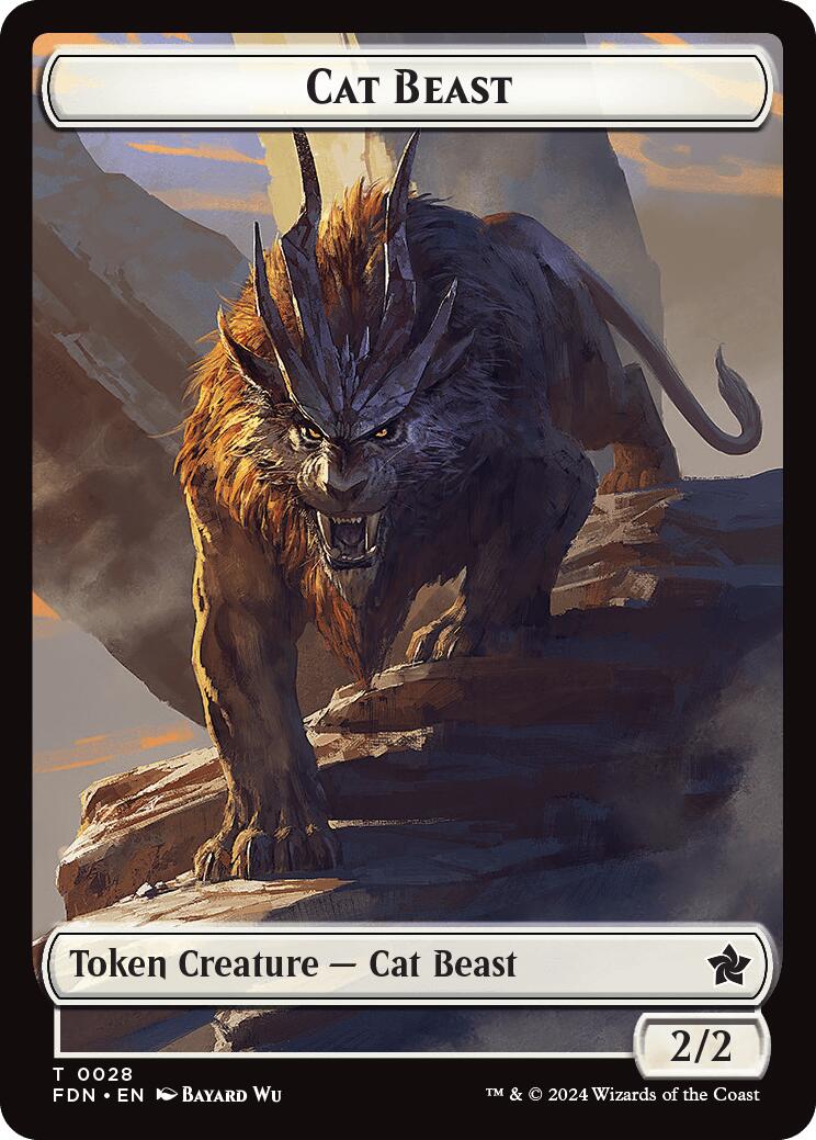 Cat Beast // Dragon (0017) Double-Sided Token [Foundations Tokens] | Jack's On Queen