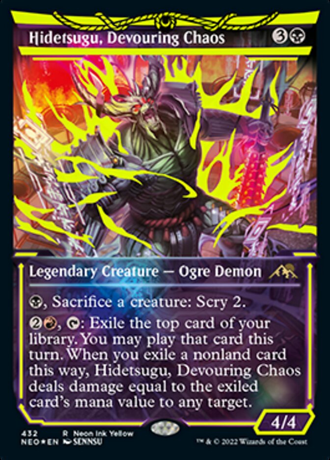 Hidetsugu, Devouring Chaos (Neon Ink Yellow) [Kamigawa: Neon Dynasty] | Jack's On Queen