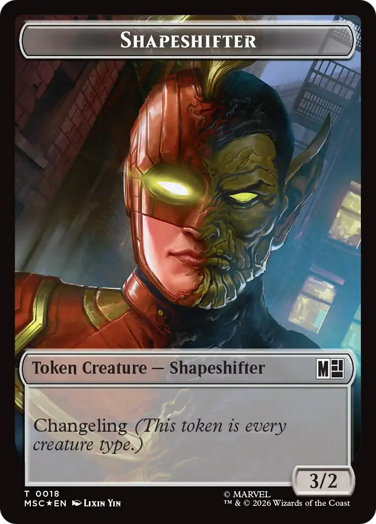 Shapeshifter (018) // Villain (025) Double-Sided Token (Surge Foil) [Marvel Super Heroes Commander Tokens] | Jack's On Queen