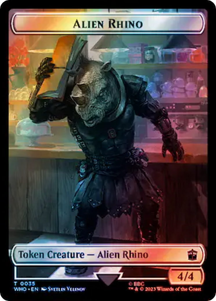 Alien Rhino // Beast Double-Sided Token (Surge Foil) [Doctor Who Tokens] | Jack's On Queen