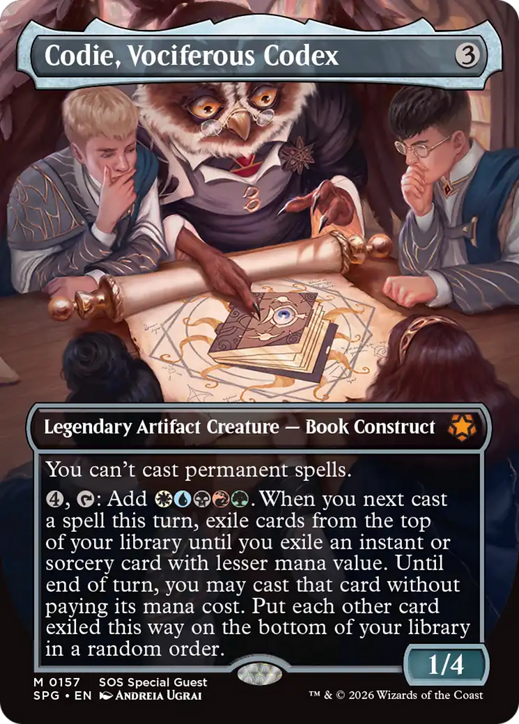 Codie, Vociferous Codex (Borderless) [Secrets of Strixhaven Special Guests] | Jack's On Queen