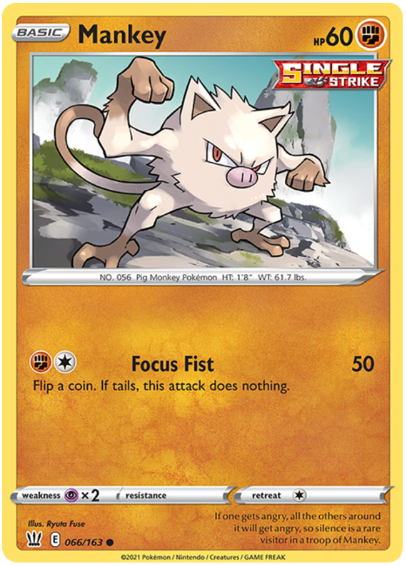 Mankey (066/163) [Sword & Shield: Battle Styles] | Jack's On Queen