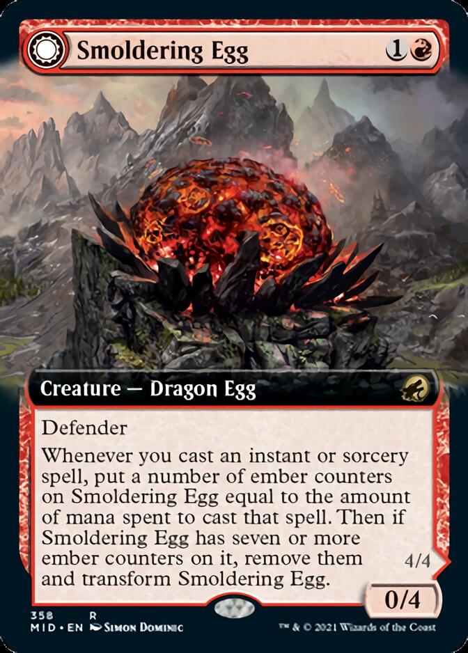 Smoldering Egg // Ashmouth Dragon (Extended Art) [Innistrad: Midnight Hunt] | Jack's On Queen