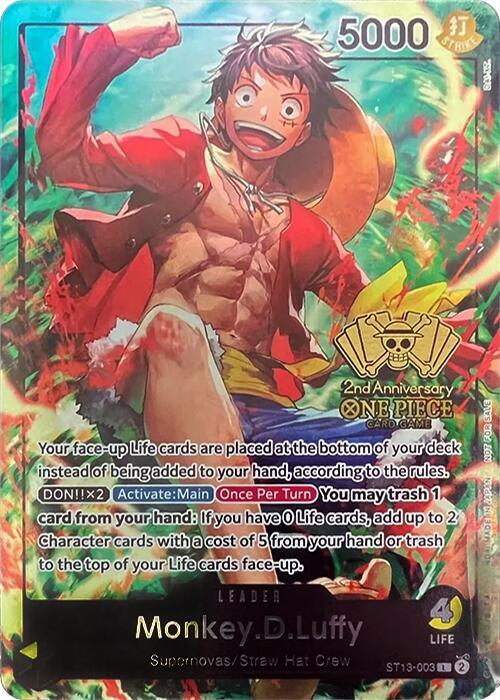 Monkey.D.Luffy (2nd Anniversary Tournament) (ST13-003) [One Piece Promotion Cards] | Jack's On Queen