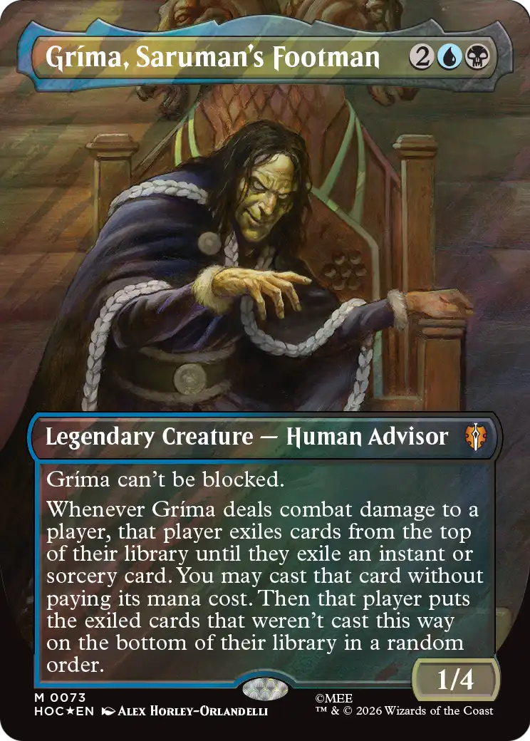 Grima, Saruman's Footman (Borderless) (Surge Foil) [The Hobbit: Eternal-Legal] | Jack's On Queen