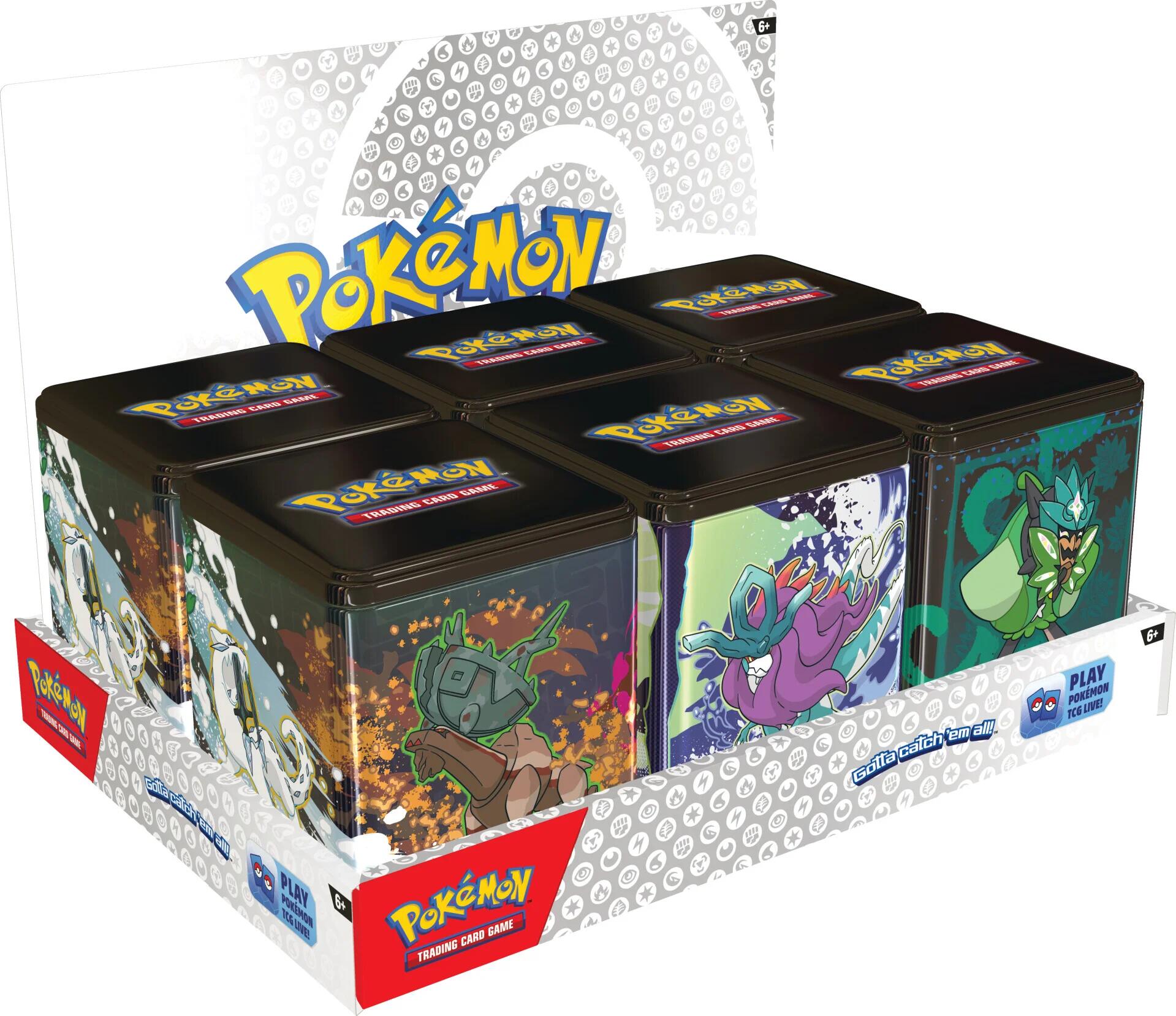 Stacking Tin Display (Treasures of Ruin/Paradox Pokemon/Ogerpon) | Jack's On Queen